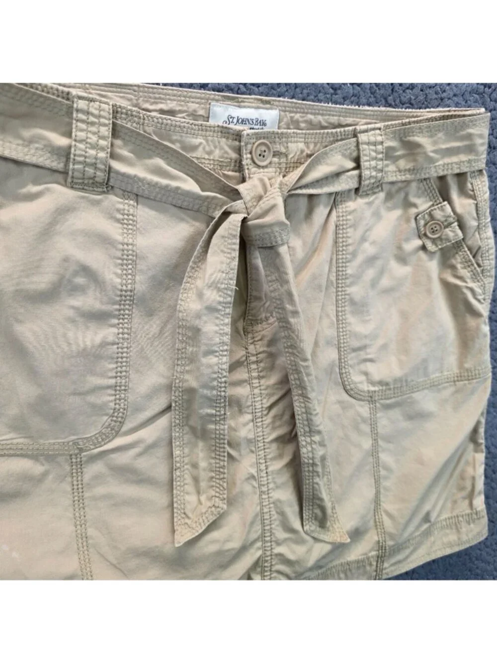 St. Johns Stretch Skort 12 Beige Cotton Utility Casual Granola Weekends Preppy